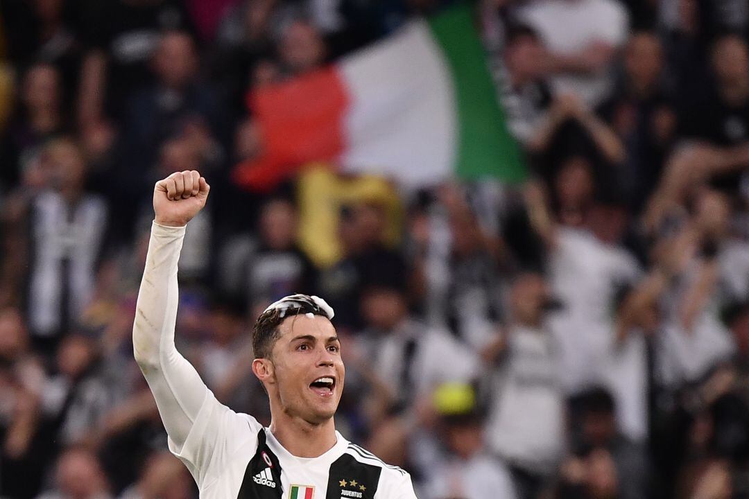 Cristiano Ronaldo durante la celebración del título liguero de la Juventus