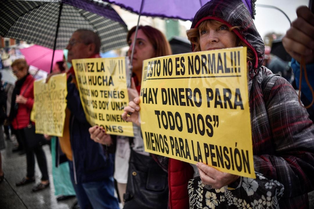 Protesta de pensionistas en Bilbao.