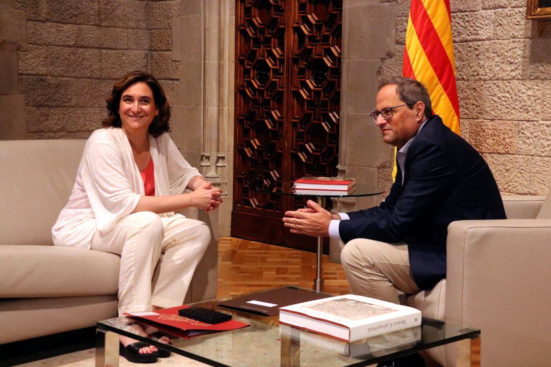 Imatge de Colau i Torra reunits aquest dimarts al Palau de la Generalitat