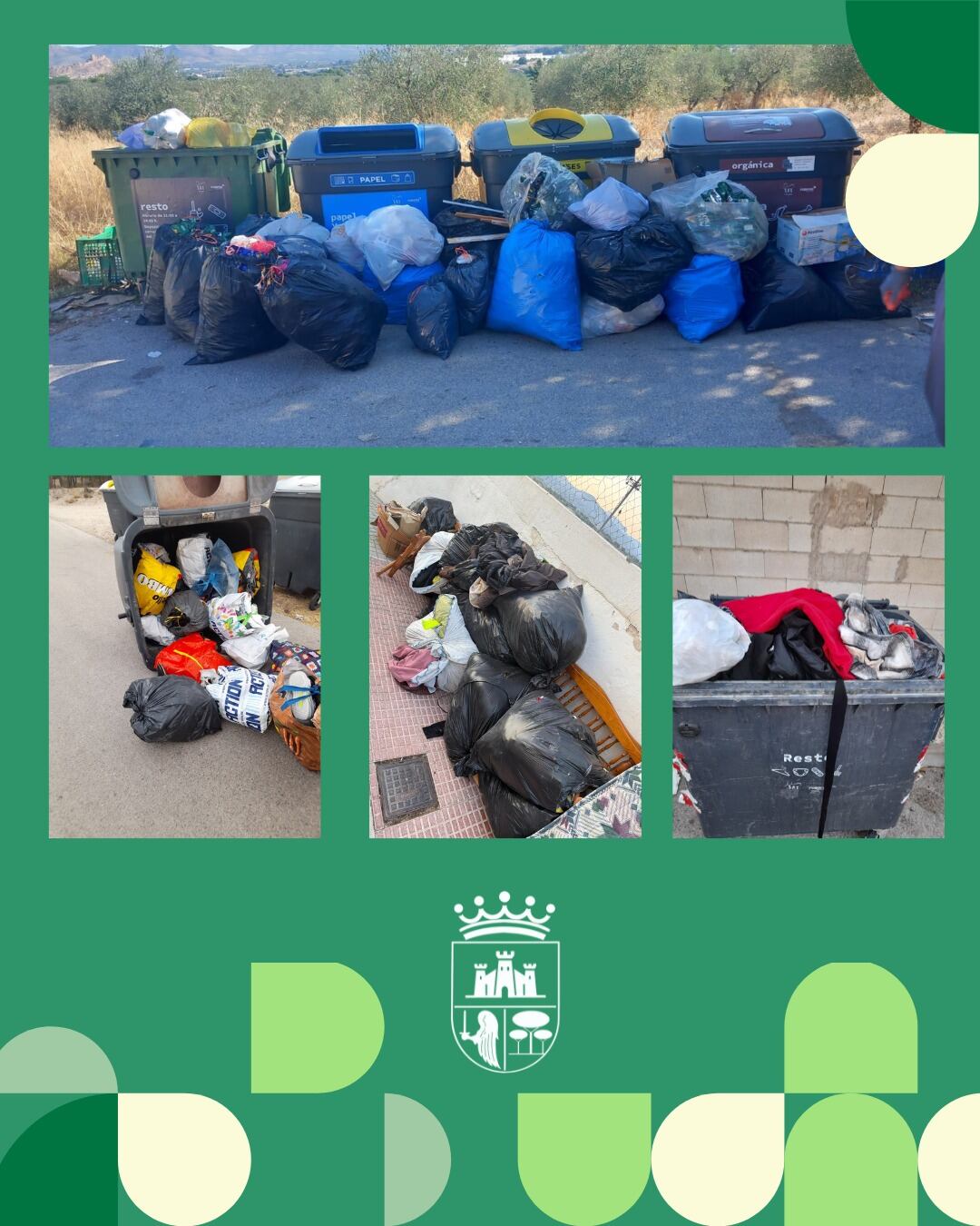 Contenedores llenos de ropa usada