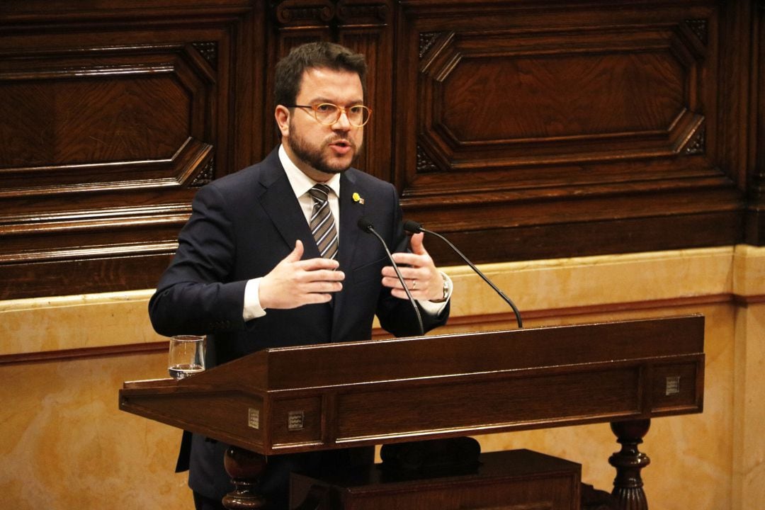 Pere Aragonès durante una intervención en el Parlament de Catalunya