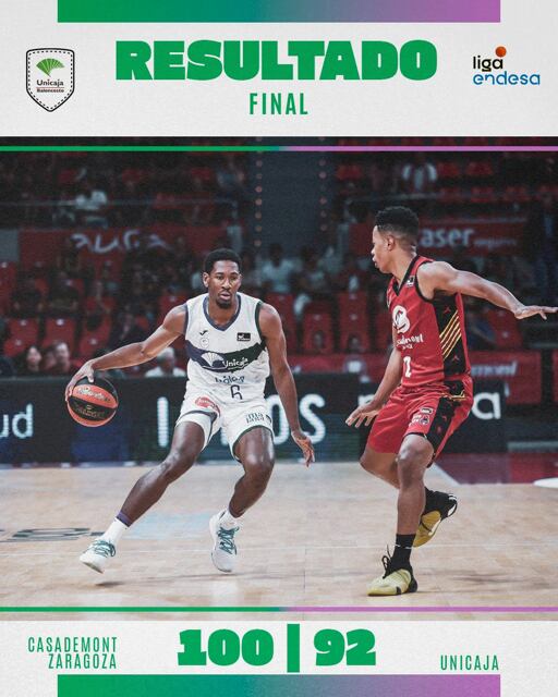 El Unicaja perdió en la segunda jornada de la Liga Endesa ante el Casademont Zaragoza