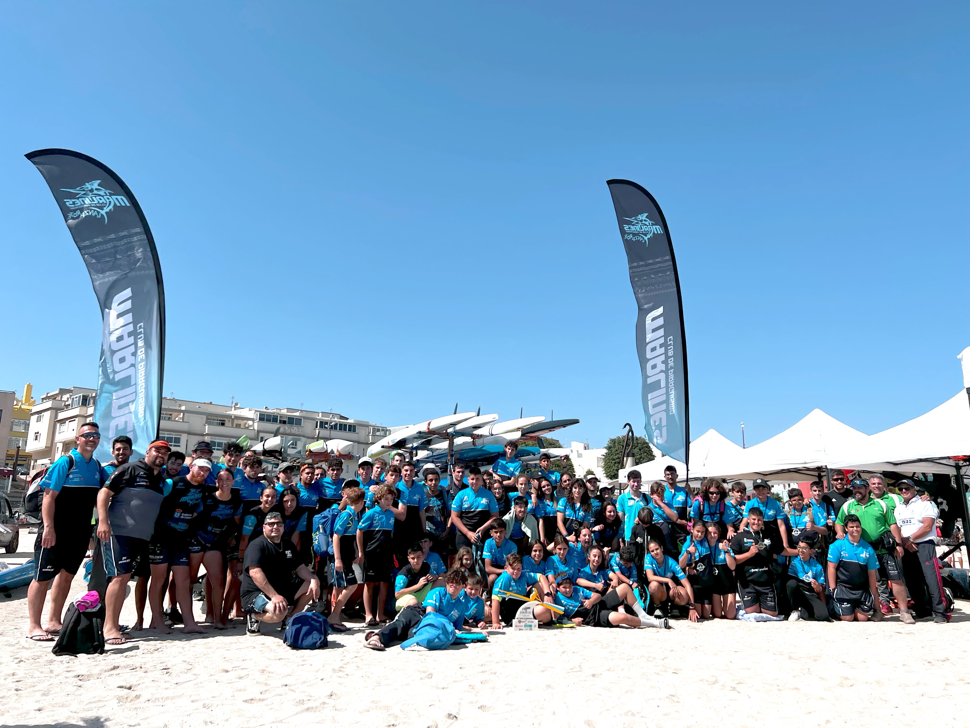 La expedición lanzaroteña de Los Marlines, en Fuerteventura.