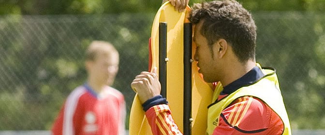 Jeffren, durante un entrenamiento con la selección española sub&#039;21