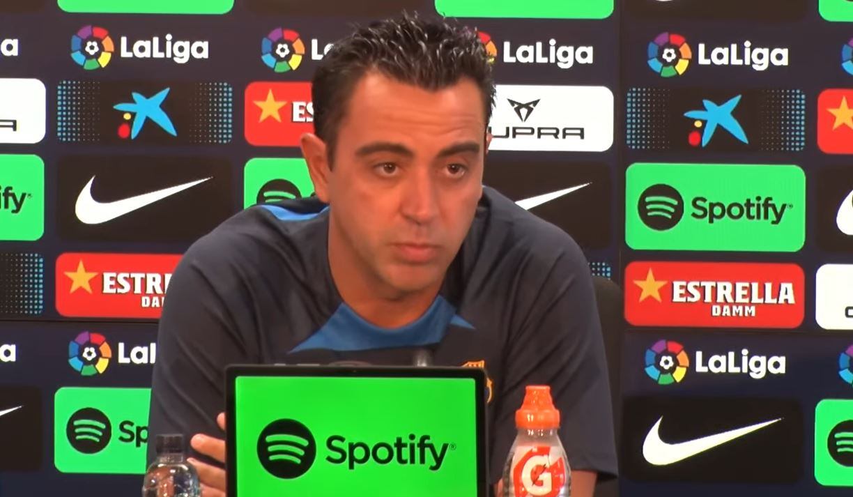 Xavi Hernández, durante su rueda de prensa previa al partido frente al Rayo