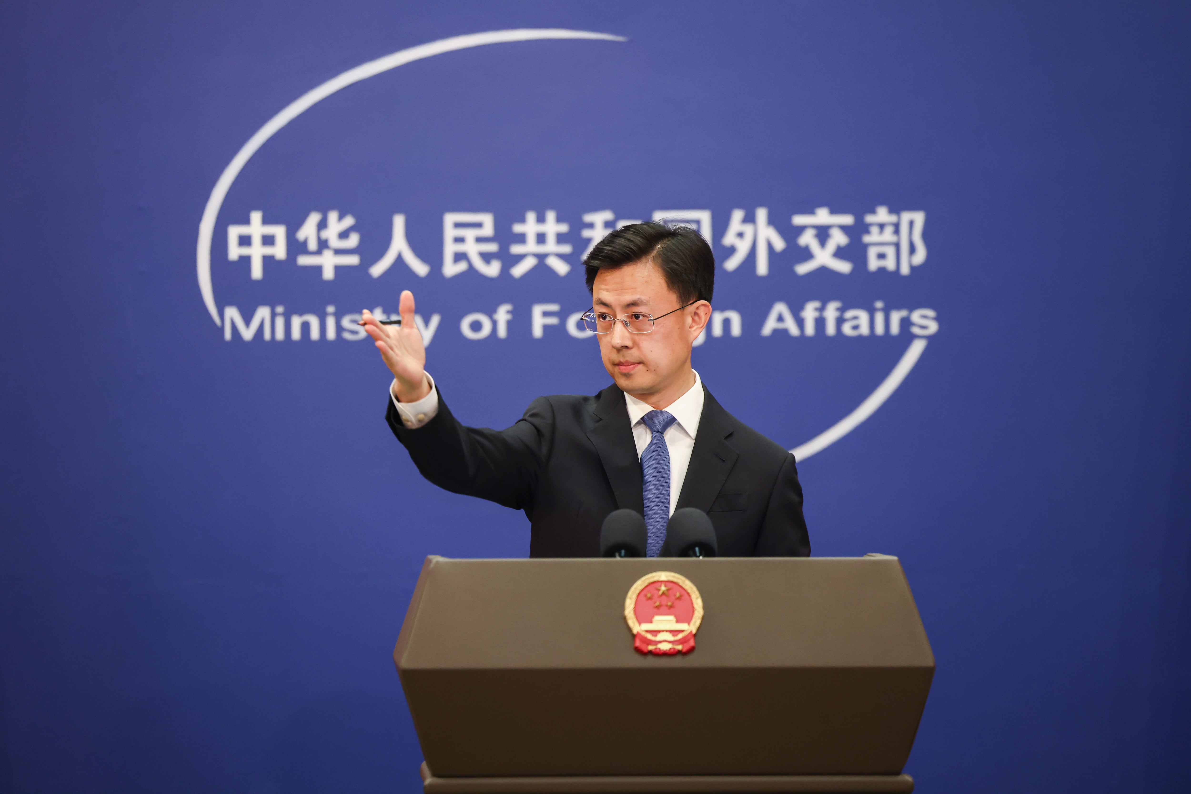 El ministro de Asuntos Exteriores chino, Guo Jiakun, durante una rueda de prensa este abril. EFE/EPA/WU HAO