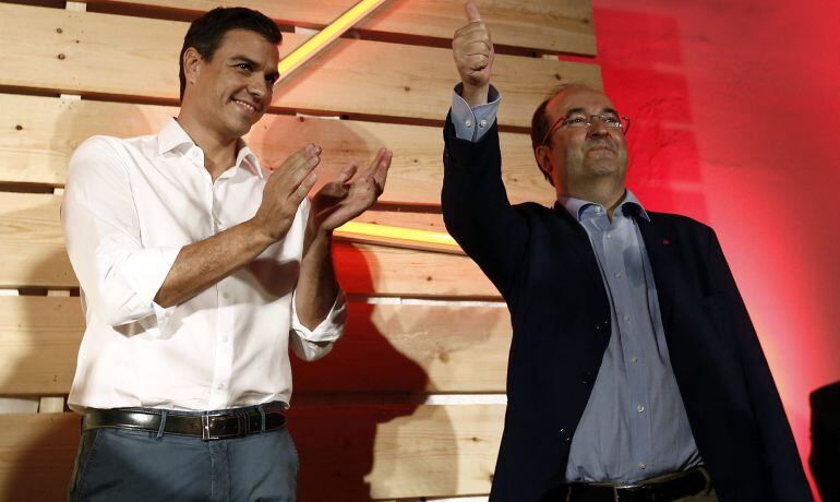 El secretario general del PSOE, Pedro Sánchez, y Miquel Iceta. 