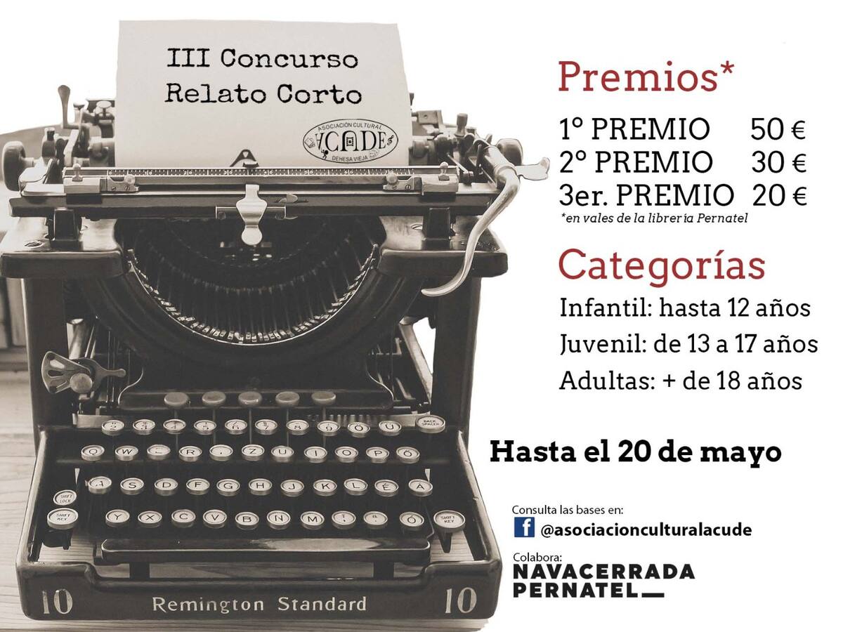 La Asociación Cultural Dehesa Vieja 'ACUDE' vuelve a llevar a Sanse su concurso de relato corto