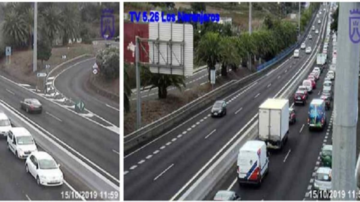 Colapso en la TF5 tras colisionar tres vehículos y posterior vuelco