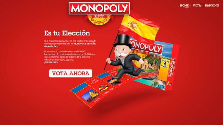 Página de la votación abierta por Monopoly España