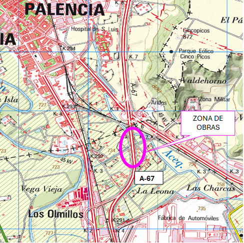 Nuevas afectaciones al tráfico en la autovía A-67 por las obras de la Línea de Alta Velocidad Palencia-Aguilar de Campoo