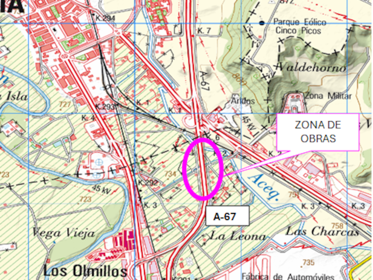 Nuevas afectaciones al tráfico en la autovía A-67 por las obras de la Línea de Alta Velocidad Palencia-Aguilar de Campoo