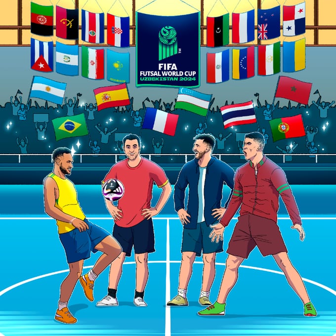 Cartel promocional de la FIFA del Mundial de futsal de 2024 (Twitter).