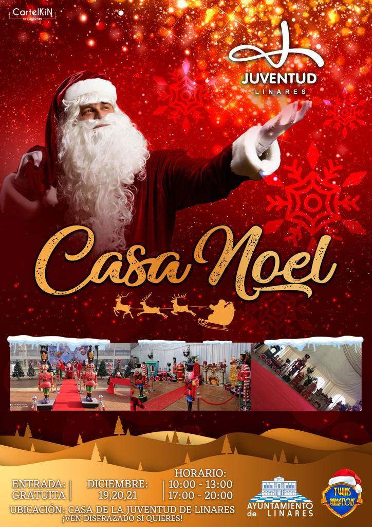 Cartel de Casa de Noel en Linares.