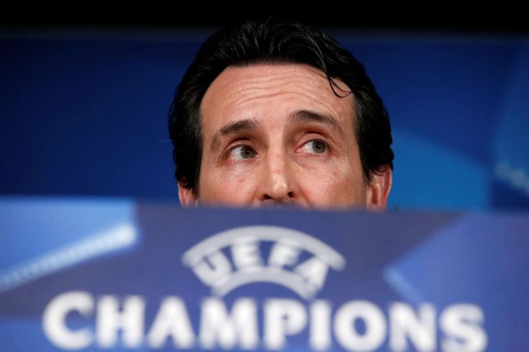 Unai Emery, en la rueda de prensa de la víspera del Real Madrid - PSG.