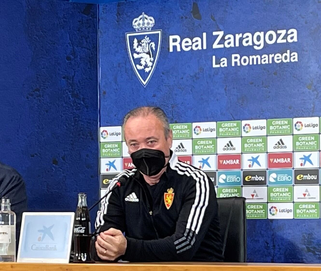 Juan Ignacio Martínez, durante su comparecencia en la sala de prensa de La Romareda