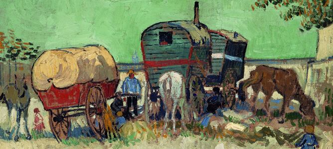 Detalle de &#039;Las caravanas, campamento gitano cerca de Arles&#039; (1888), de Vincent van Gogh