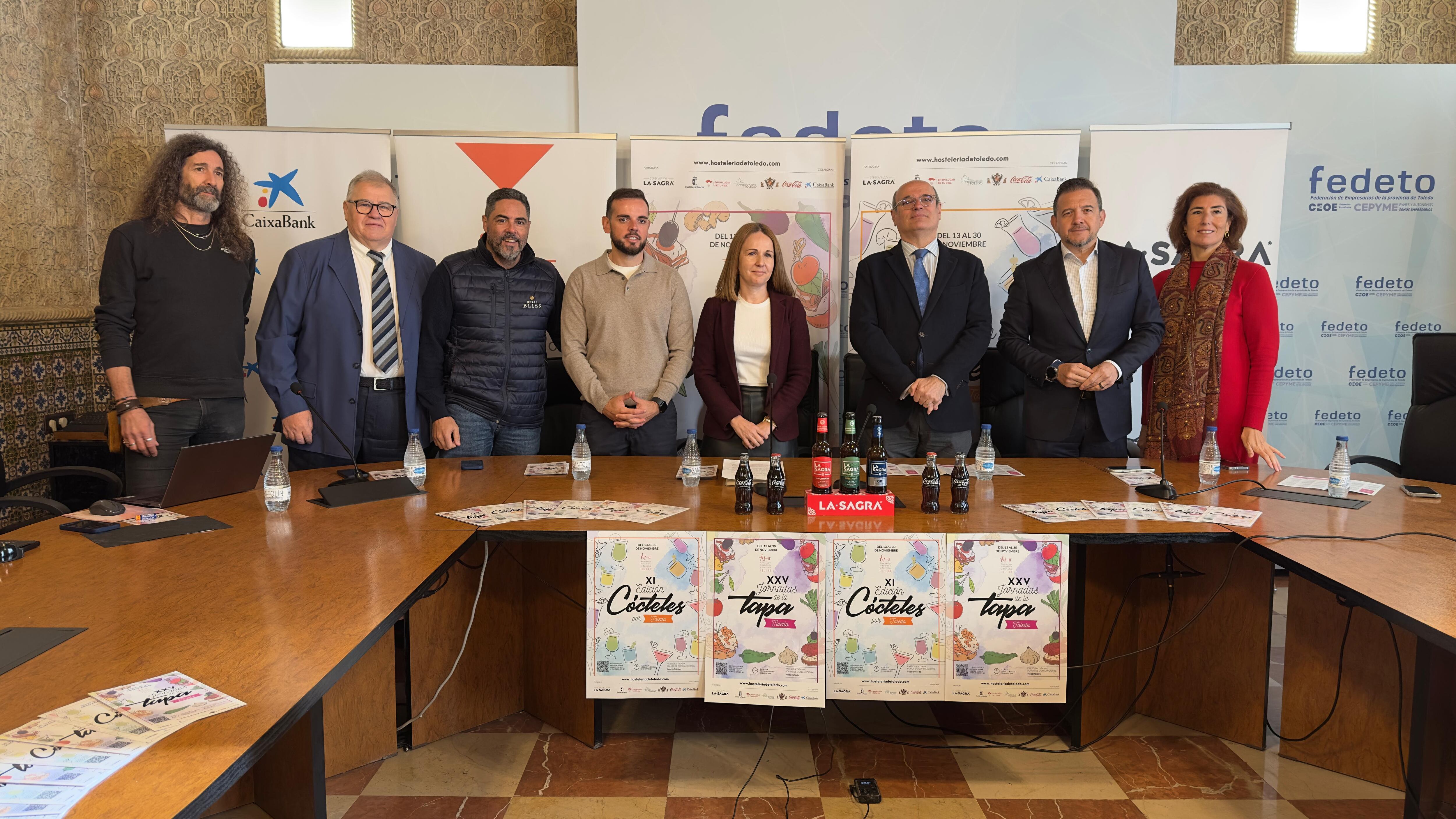 Foto de la presentación de las Jornadas de la Tapa y la XI edición de Cócteles por Toledo celebrado en Fedeto, con la presencia de Alicia Corroto, vicepresidenta de la Asociación Provincial de Hostelería y Turismo de Toledo.