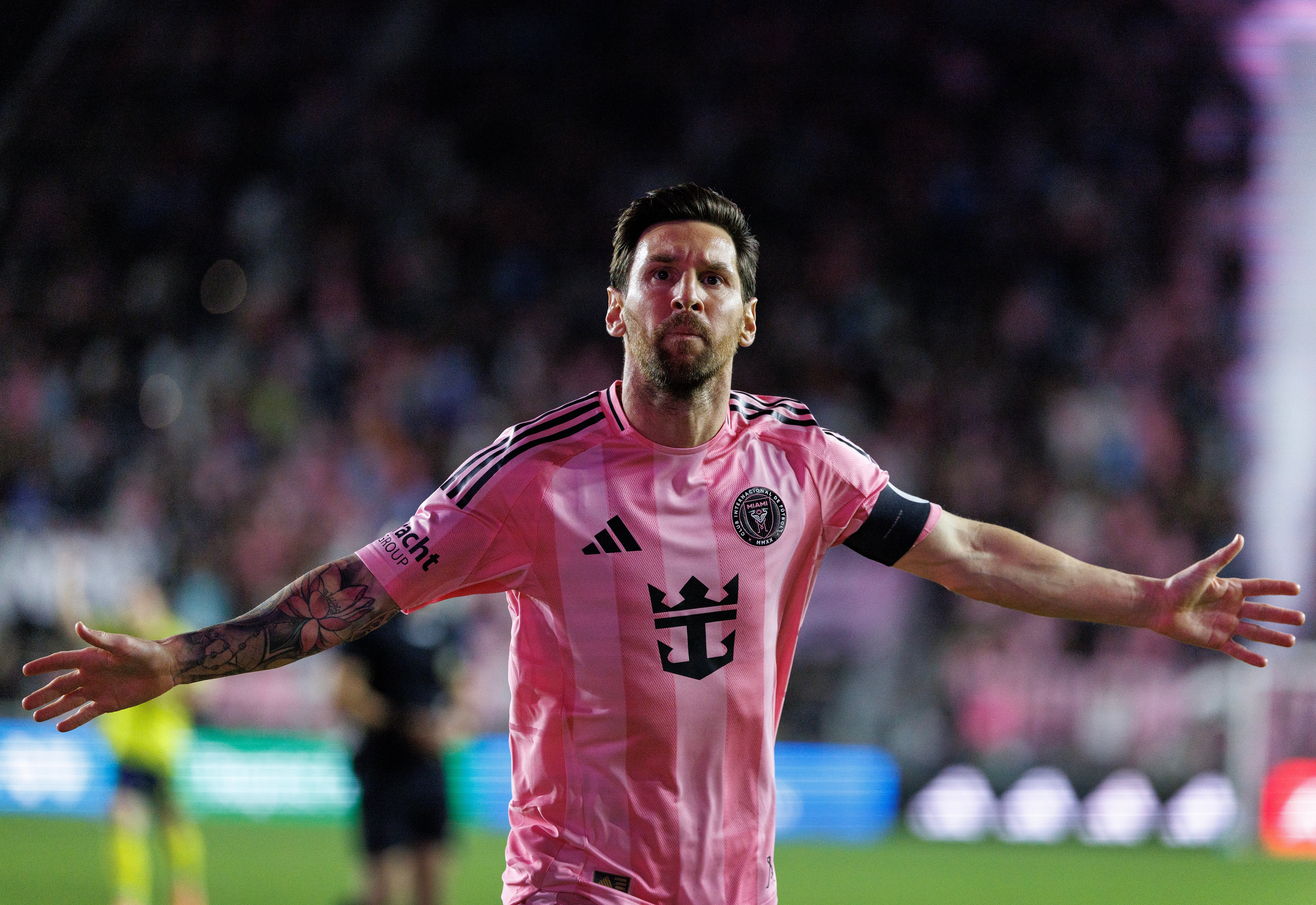 Messi celebra un gol en el encuentro contra el Nashville