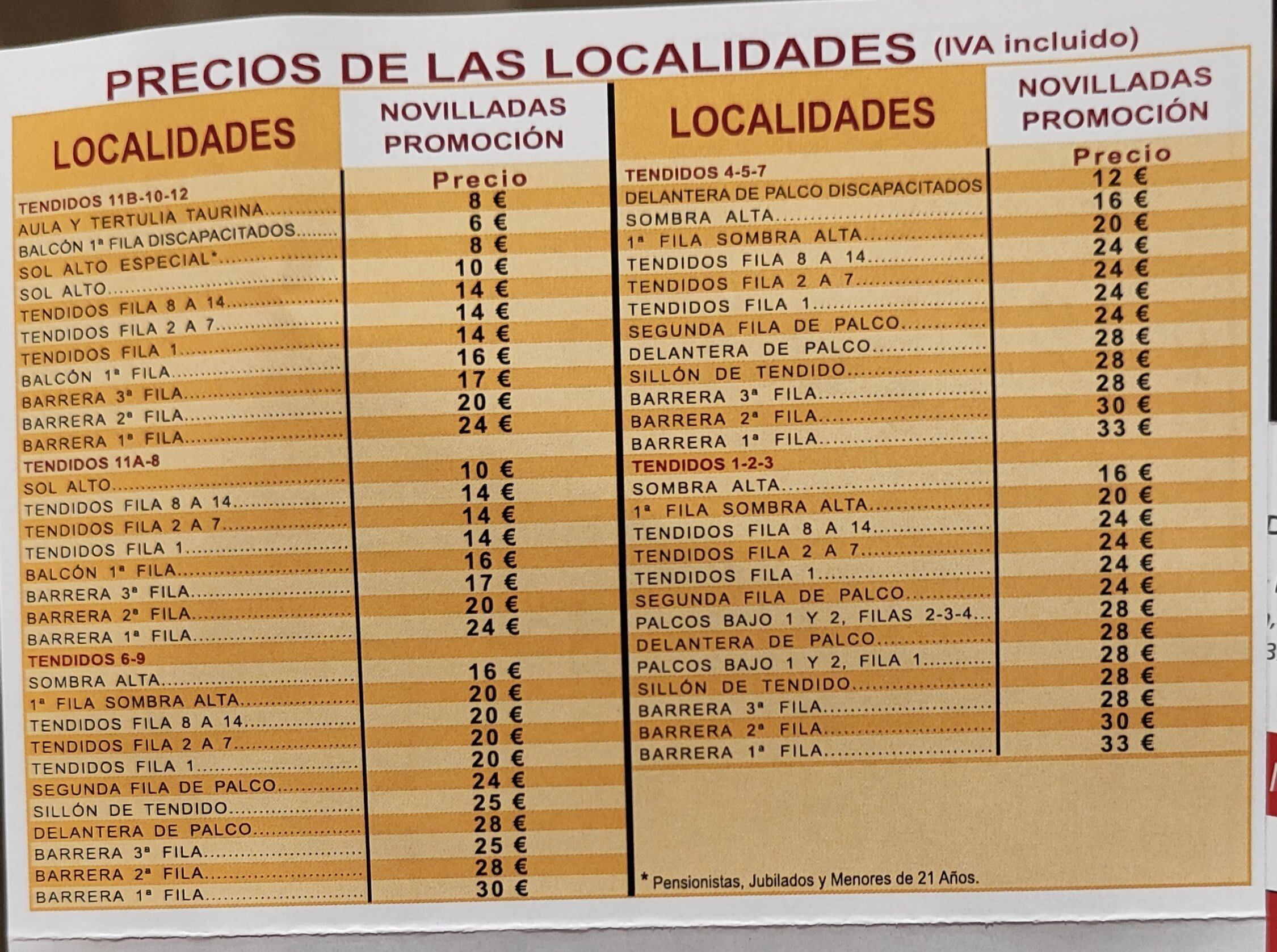 Precios del 38º ciclo de promoción en la Real Maestranza