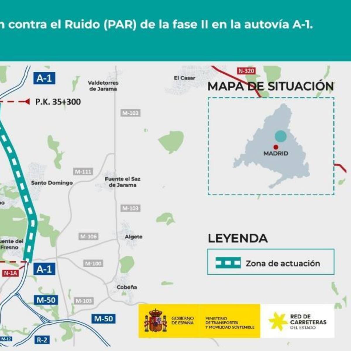 El Ministerio instalará pantallas acústicas contra el ruido de la A-1 entre Fuente del Fresno y San Agustín del Guadalix
