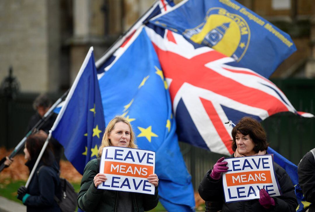 Manifestantes a favor del &#039;brexit&#039; en el centro de Londres el pasado día 6