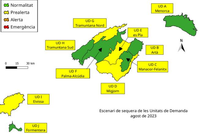 Situación de las diferentes unidades de demanda