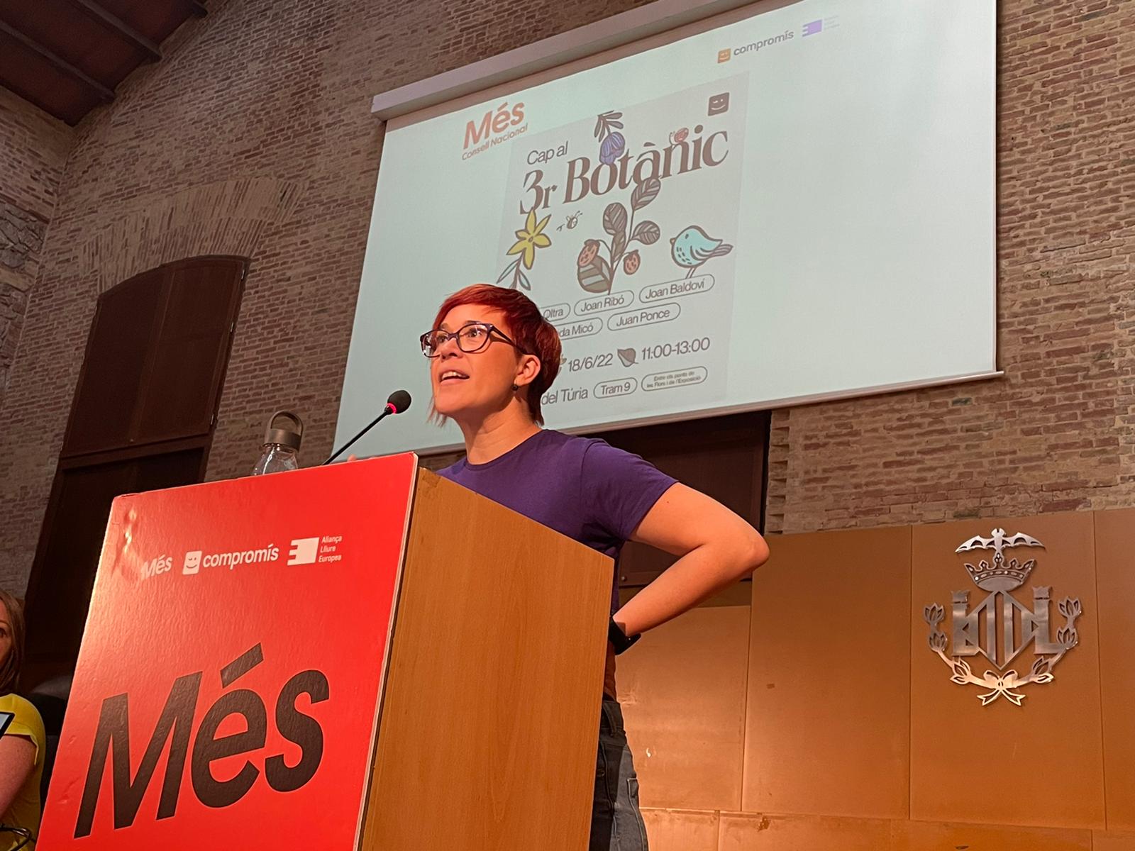 Àgueda Micó durante el Consell Nacional de Més celebrado este sábado en València.