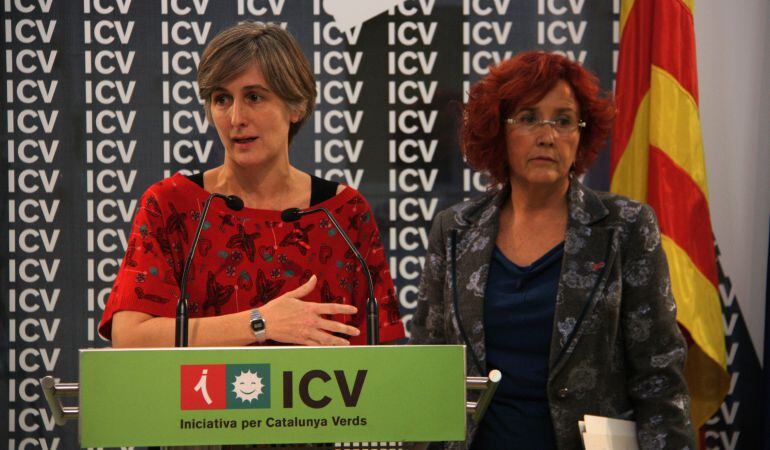 Dolors Camats i Hortènsia Grau en roda de premsa a la seu d'ICV