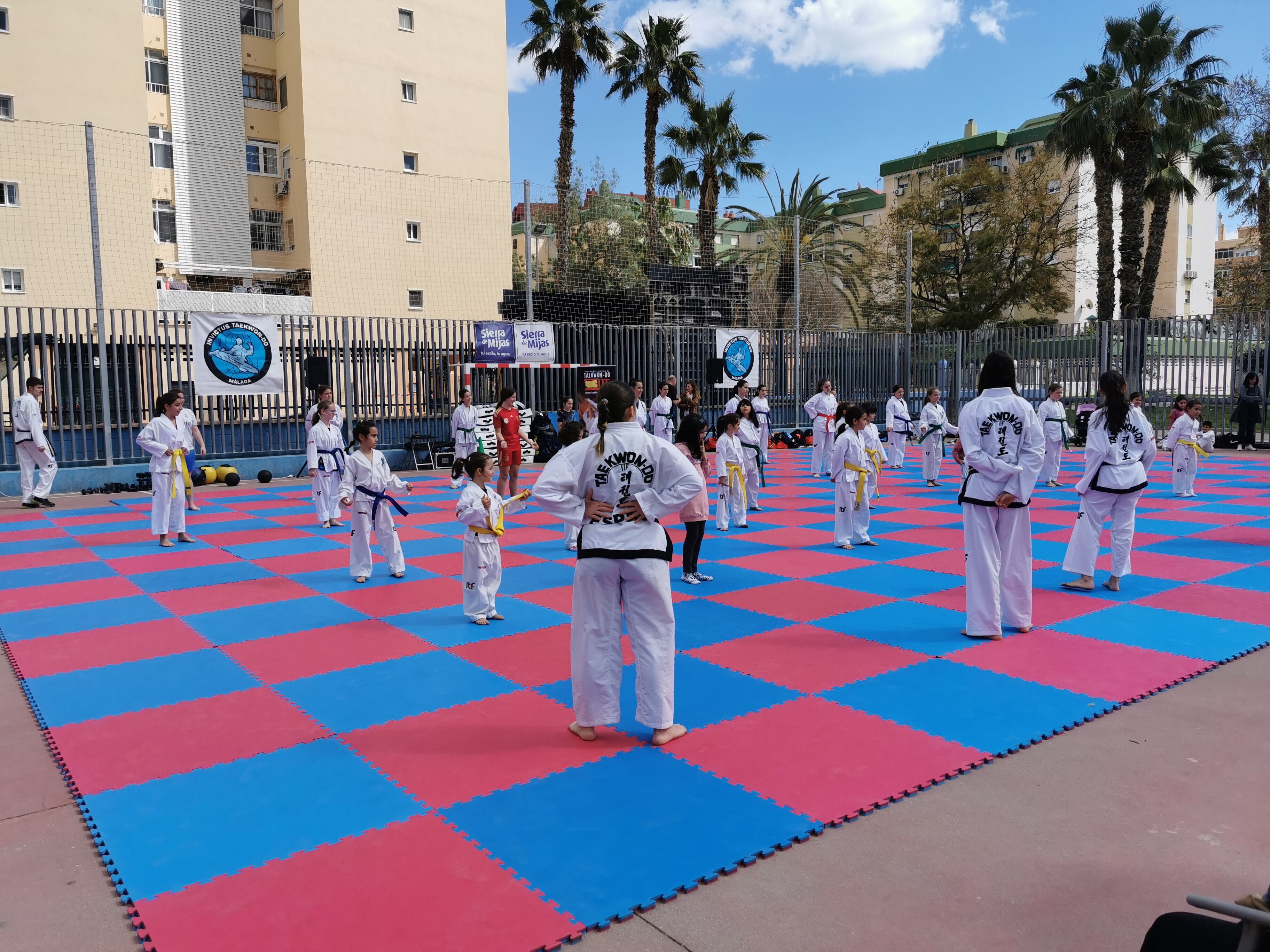 Entrenamiento al aire libre del Club Invictus en la pista polideportiva de la calle Correo de Andalucía