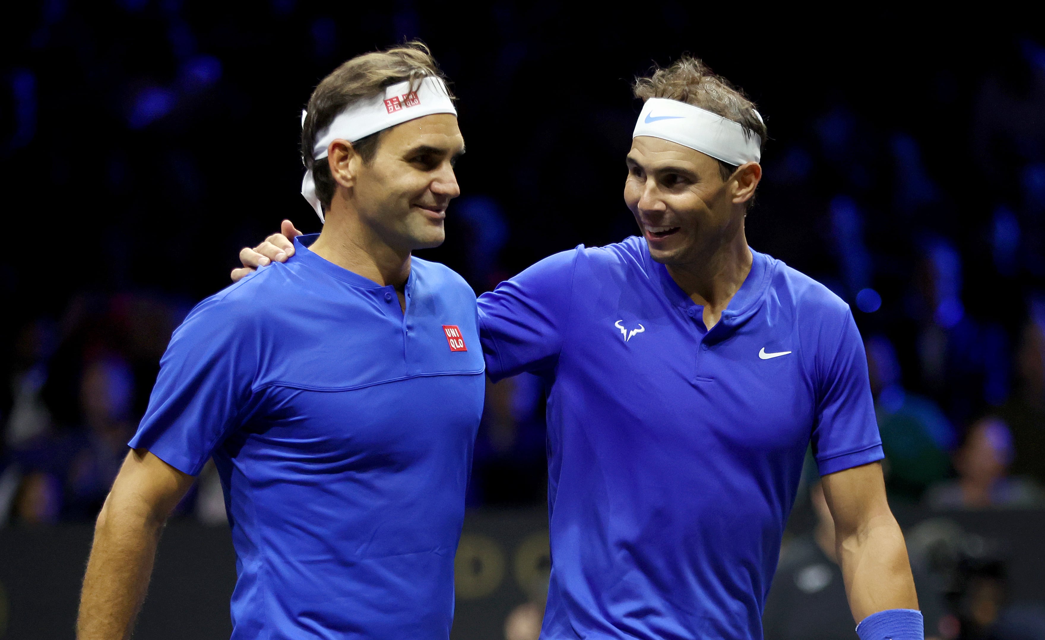 Roger Federer y Rafael Nadal en el partido de dobles de la Laver Cup de 2022