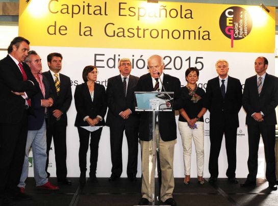 Pedro Palacios, durante la nominación de Cáceres como Capital de la Gastronomía.