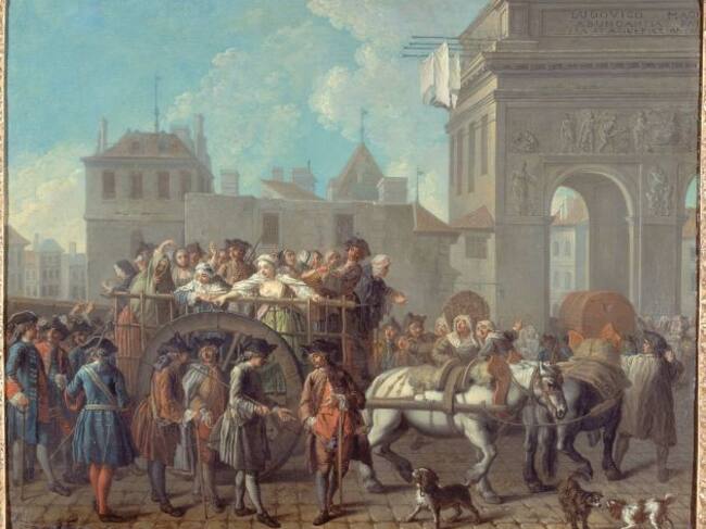 Prostitutas francesas llevadas a la comisaría, pintado por Étienne Jeaurat.