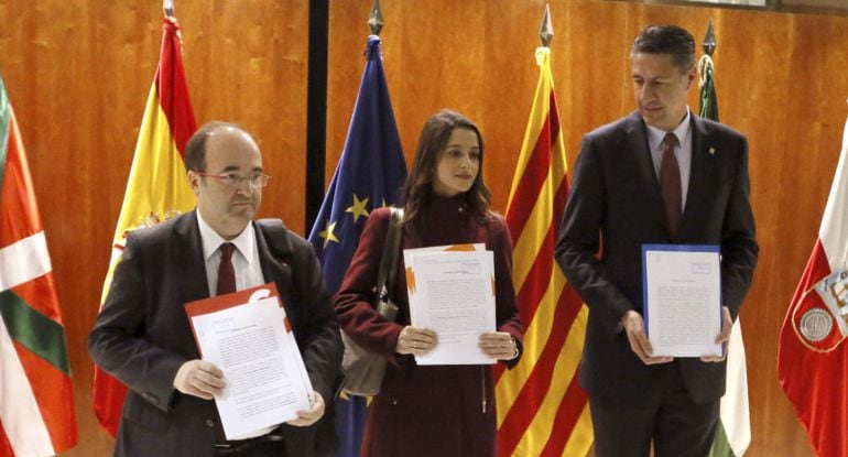 Miquel Iceta, Inés Arrimadas y Xavier García Albiol. 