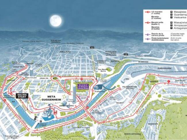 Recorrido de la EDP Bilbao Night Marathon