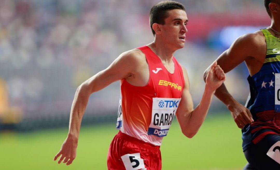 Mariano García durante la prueba de 800 metros del Mundial de Doha