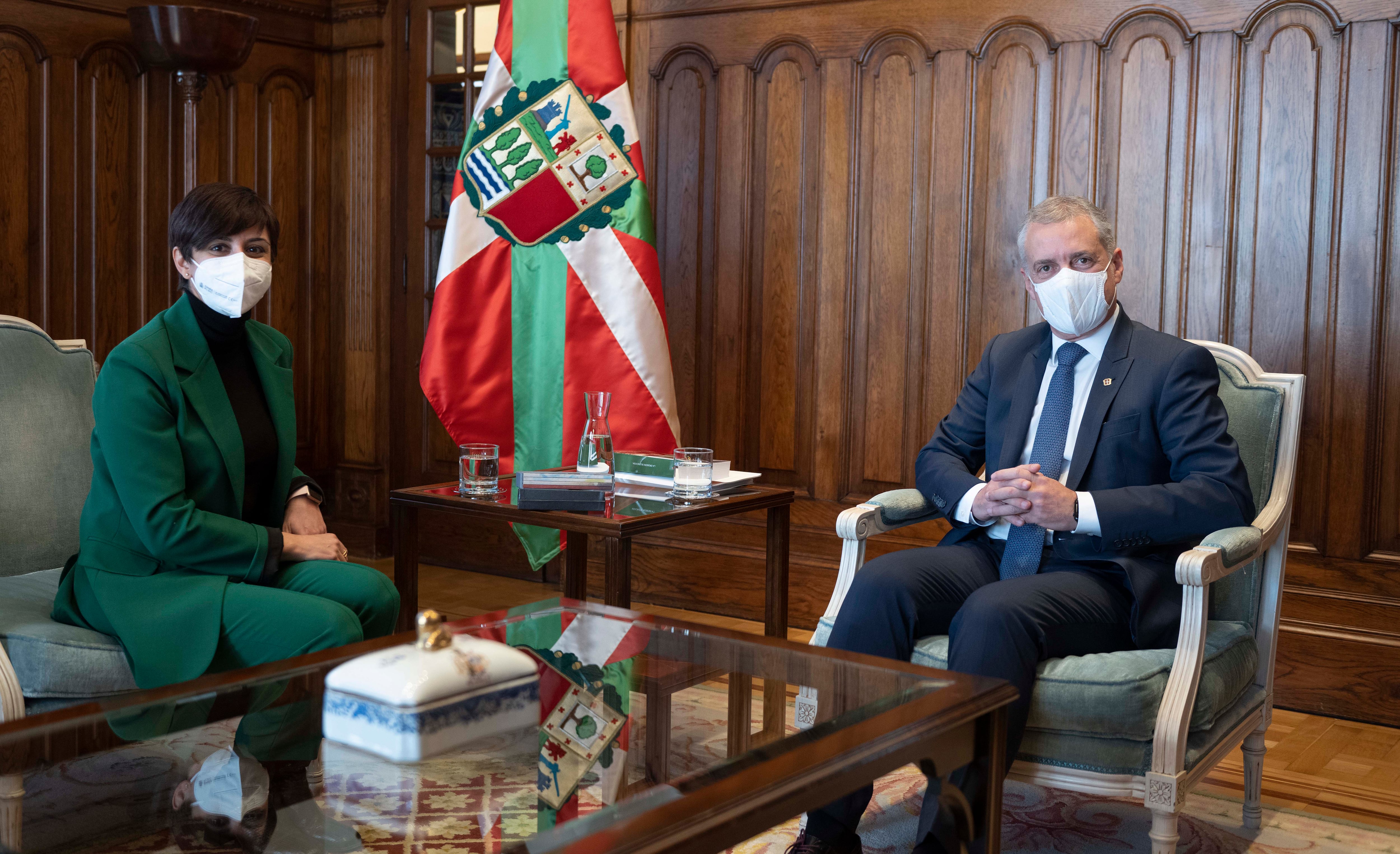 Encuentro de la Ministra de Política Territorial, Isabel Rodríguez, con el lehendakari Iñigo Urkullu