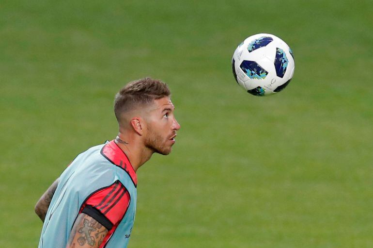 Ramos, durante el entrenamiento en Tallin