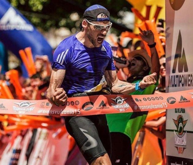 Llegando a meta en la Transvulcania 2015