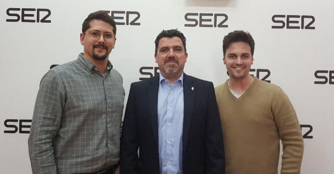 Txema Almela, presidente del Real Murcia, junto a José Antonio Sánchez y Rubén González