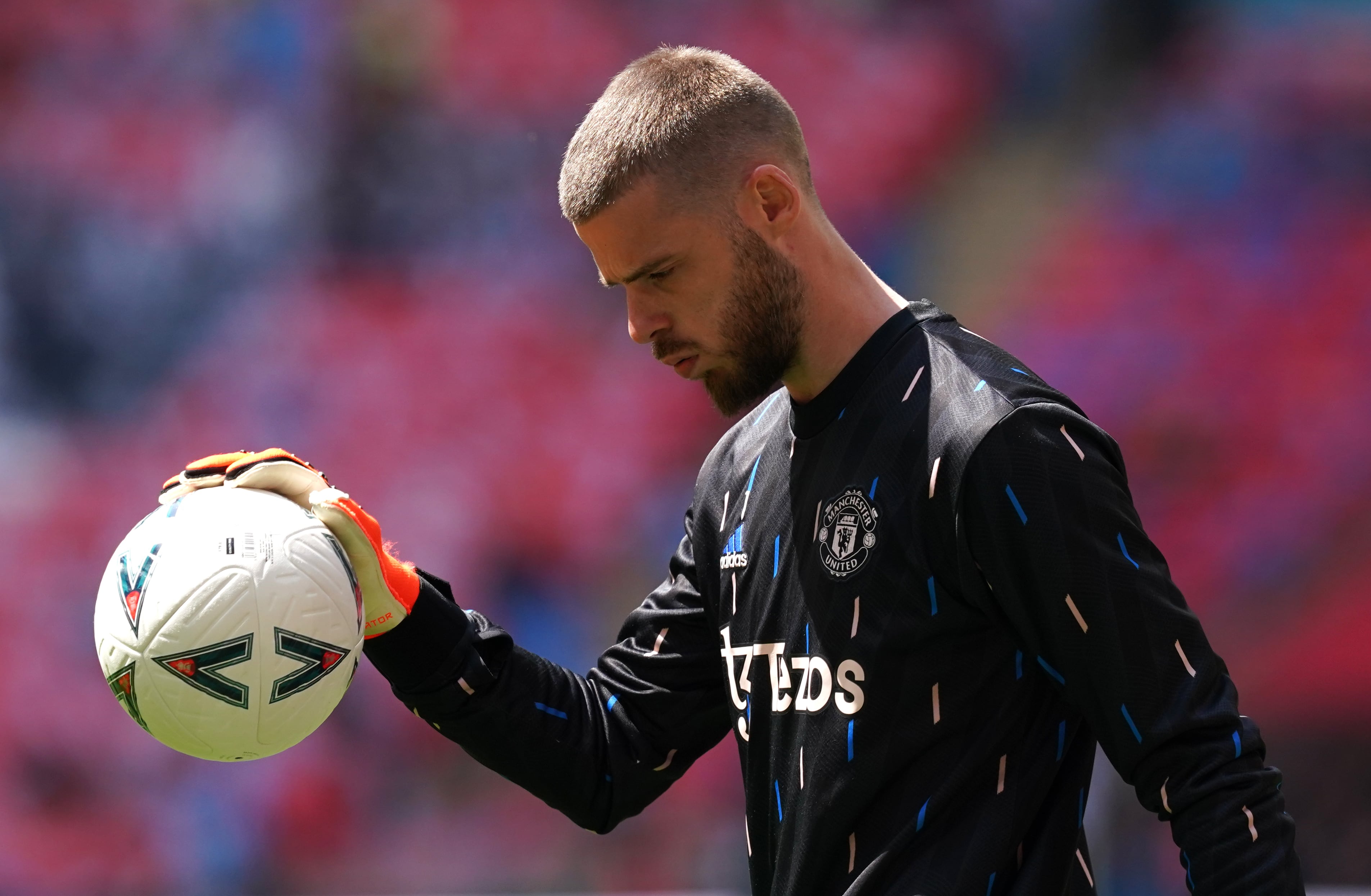 De Gea, durante un calentamiento, en la previa de un partido de la pasada temporada.