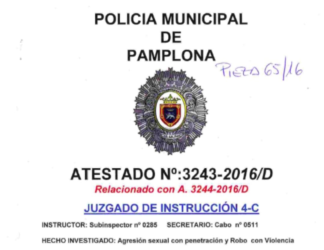 Primera página del primer atestado policial del caso