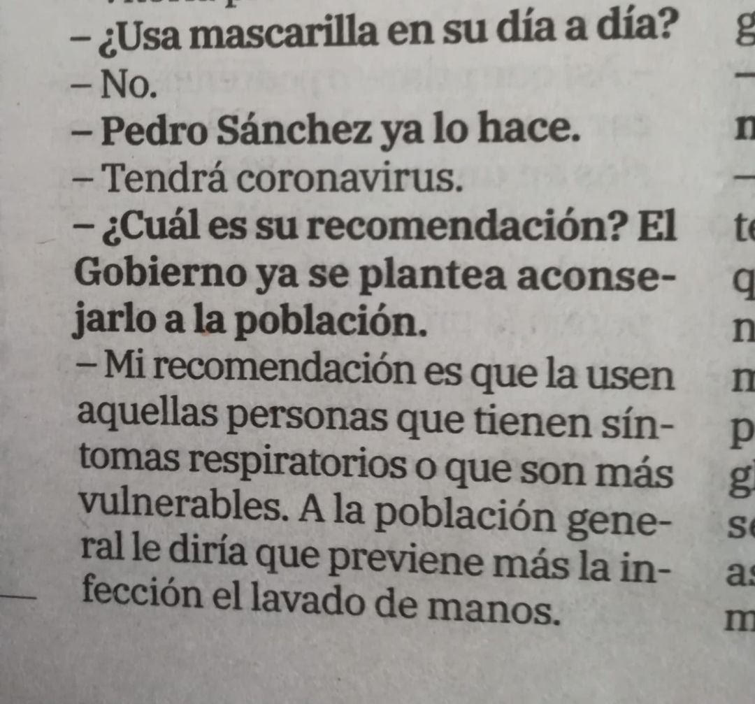 Fragmento de la entrevista