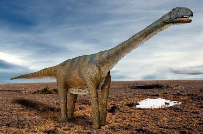 Recreación digital del Turiasaurus Riodevensis, que es el dinosaurio más grande de Europa catalogado hasta la fecha. Los fósiles de esta especie fueron encontrados en Teruel.