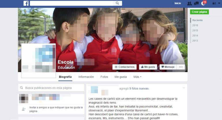Les xarxes socials en van plenes de pàgines de col·legis amb imatges de nens sense cap restricció 