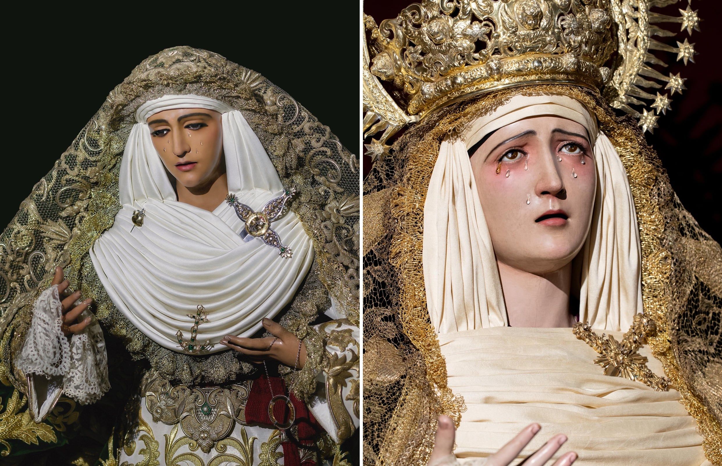 La Esperanza de Triana, a la izquierda, y la Virgen de los Dolores de Las Penas de San Vicente