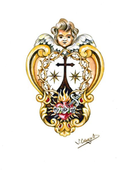 Escudo de la Fervorosa Asociación de Devotos del Cristo de los Desamparados del convento del Santo Ángel