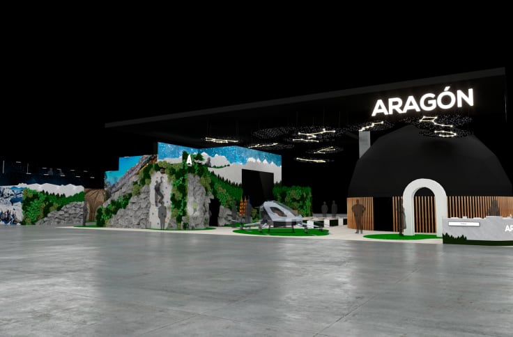 Imagen en 3D del Stand de Aragón en Fitur 2025