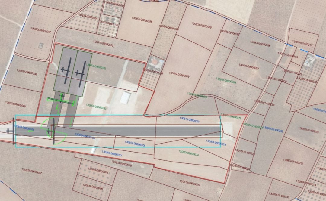 Plano de las instalaciones de la primera fase del proyecto de fabricación de drones en el aeródromo de Valdepeñas (Ciudad Real) 