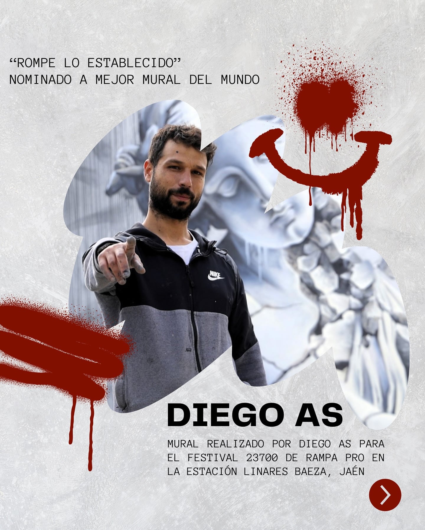 Cartel promocional para apoyar la votación del mural de Diego As en la Estación Linares-Baeza